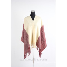 Senhoras 2 tom de inverno liso poncho xale